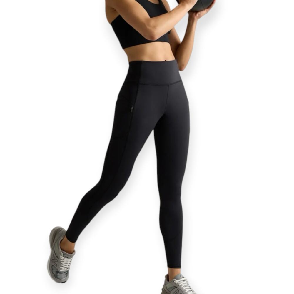NWT Quince Whistler High-Rise Pocket Thermal Leggings Black Size Large